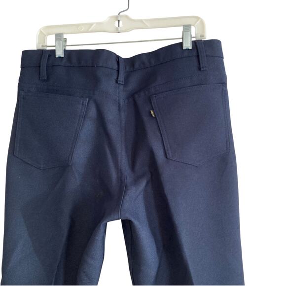 Vintage 70s Levis Black Tab Blue Dacron Polyester Western Pleated Pants Sz 34x26 - Picture 6 of 14